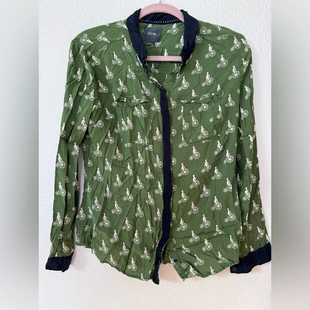 ANTHROPOLOGIE MAEVE BICYCLE PRINT TOP 8 - Picture 2 of 5